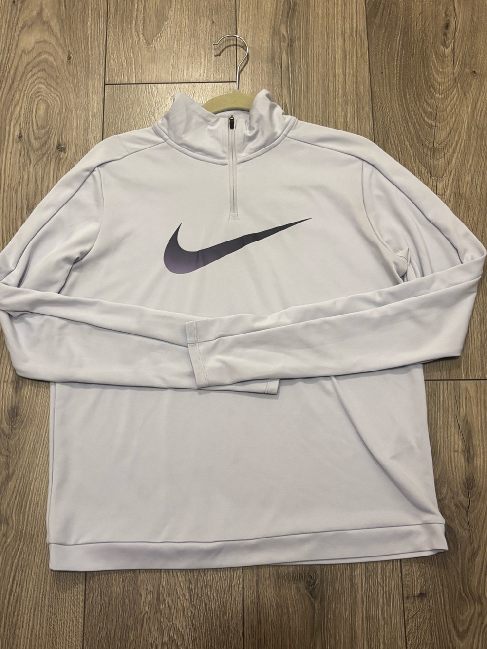Nike Dri-Fit Women's Light Purple Quarter-Zip Long Sleeve Top with Swoosh